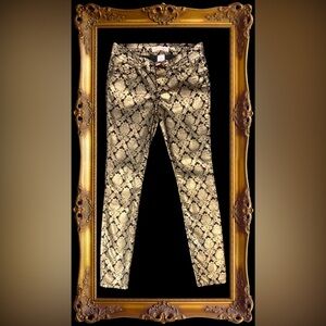 Unique Baroque Patterned Skinny Pants, Size 5,